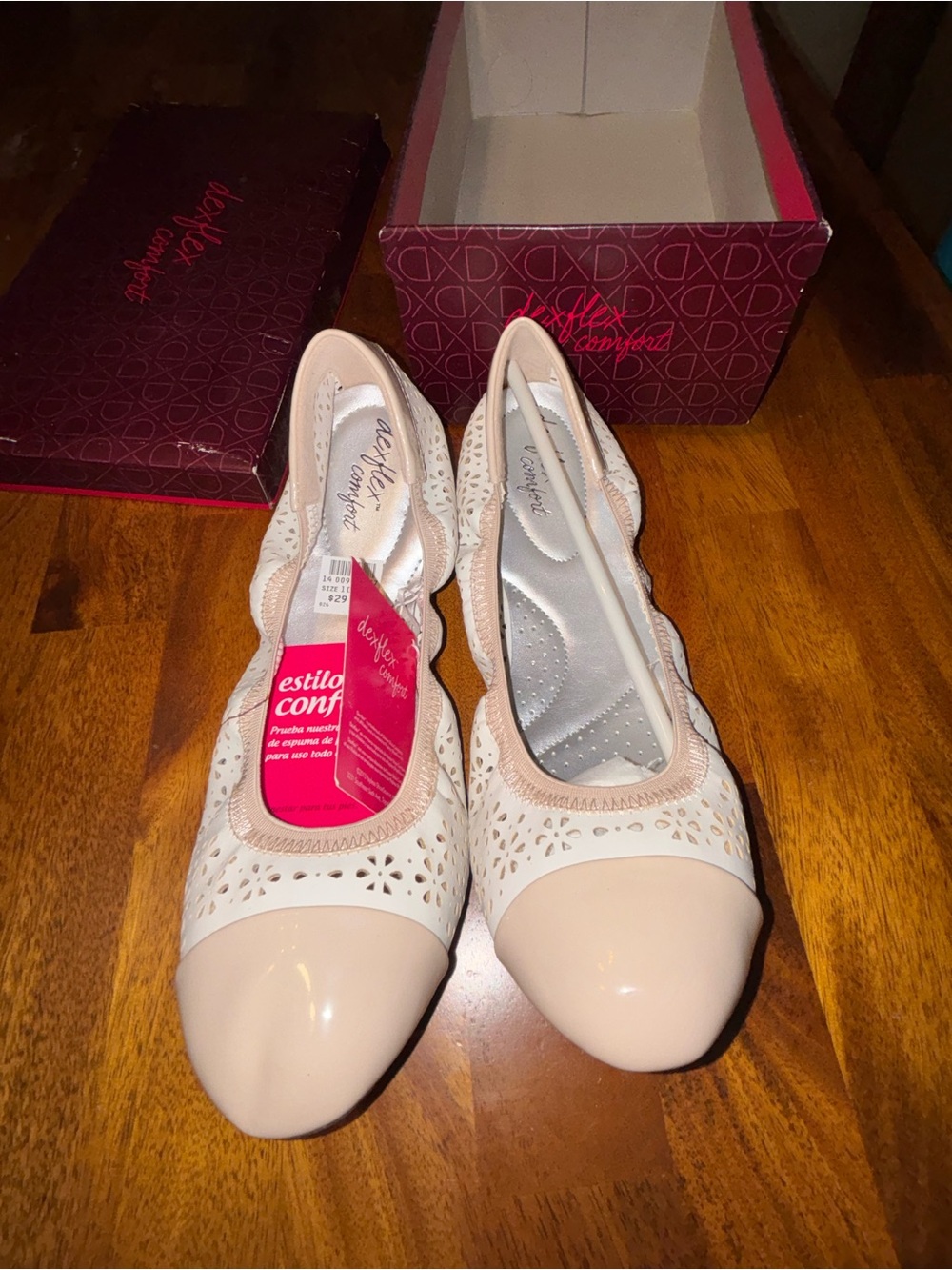 Women's Laser-Cut Ballet Flats in Light Pink by Duraflex Comfort